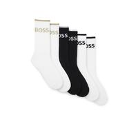 Businesssocken BOSS "6P QS Stripe CC", Herren, Gr. 39-42, schwarz-weiß (open miscellaneous 966), Baumwollmischung, elastisch, Socken, mit BOSS Schriftzug (27731028-39) open miscellaneous 966