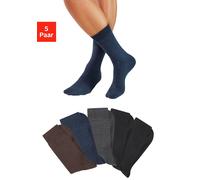 Businesssocken H.I.S, Herren, Gr. 39-42, blau (2x schwarz, 1x braun meliert, 1x jeans meliert 1x anthrazit meliert), Baumwollmischung, unifarben, elastisch, Socken, mit klassischem Rippbündchen (47747