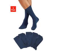 Businesssocken H.I.S, Herren, Gr. 39-42, blau (5x jeans), Baumwollmischung, unifarben, elastisch, Socken, mit dezent eingestrickten Designs (52536210-39) 5x jeans