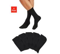 Businesssocken H.I.S, Herren, Gr. 39-42, schwarz (5x schwarz), Baumwollmischung, unifarben, elastisch, Socken, mit klassischem Rippbündchen (16282327-39) 5x schwarz