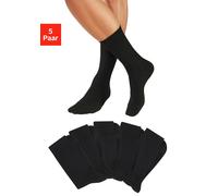 Businesssocken H.I.S, Herren, Gr. 43-46, 5x schwarz, Baumwollmischung, unifarben, elastisch, Socken, mit dezent eingestrickten Designs (10880869-43) 5x schwarz
