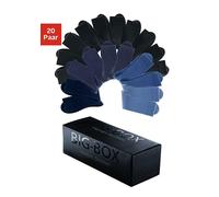 Businesssocken H.I.S, Herren, Gr. 43-46, blau (10x schwarz, 10x blau), Baumwolle, Elasthan, Polyamid, unifarben, elastisch, Socken, in der Big-Box (582636-43) 10x schwarz, 10x blau