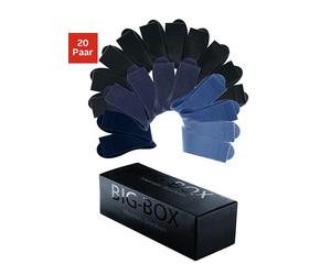 Businesssocken H.I.S, Herren, Gr. 47-50, blau (10x schwarz, 10x blau), Baumwolle, Elasthan, Polyamid, unifarben, elastisch, Socken, in der Big-Box (582636-47) 10x schwarz, 10x blau