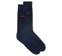 Businesssocken HUGO UNDERWEAR "2P RS UNI CC", Jungen, Gr. 43-46, blau (dunkelblau 401), Baumwollmischung, unifarben, elastisch, Socken, mit kontrastfarbenem HUGO Logo-Schriftzug (96626559-43) dunkelbl