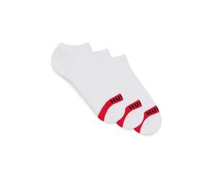 Businesssocken HUGO UNDERWEAR "3P LC PLUSH TAPE CC", Herren, Gr. 43-46, weiß (weiß 100), Baumwollmischung, kontrastfarbene Details, mit Stickerei, unifarben mit Farbeinsatz, elastisch, Socken, mit HUG
