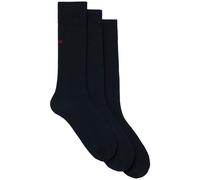 Businesssocken HUGO UNDERWEAR "3P RS UNI CC", Herren, Gr. 39-42, blau (dunkelblau 401), Baumwollmischung, unifarben, elastisch, Socken, mit kontrastfarbenen HUGO Logo-Schriftzug (67100622-39) dunkelbl