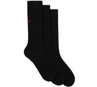 Businesssocken HUGO UNDERWEAR "3P RS UNI CC", Jungen, Gr. 39-42, schwarz (schwarz 001), Baumwollmischung, unifarben, elastisch, Socken, mit kontrastfarbenen HUGO Logo-Schriftzug (58043324-39) schwarz