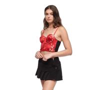 Bustier aus Satin mit gestickten Blumen Frau Superdry Rot L