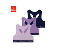 Bustier BENCH., Mädchen, Gr. 134/140, N-Gr, bunt (flieder, lila, navy), Jersey, Obermaterial: 92% Baumwolle, 8% Elasthan (LYCRA), unifarben, Basic, körpernah, BHs Bustier, mit kontrastfarbigem Bündche