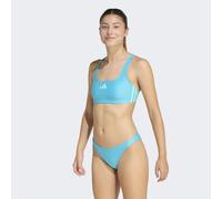 Bustier-Bikini ADIDAS PERFORMANCE "3-STREIFEN BIKINI V-FÖRMIGER RÜCKENAUSSCHNITT", Damen, Gr. 42, N-Gr, blau (lucid cyan, flash aqua), Obermaterial: 78% Polyester, 22% Elasthan, Bikini-Sets (13178651-