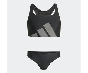 Bustier-Bikini ADIDAS PERFORMANCE "BIG LOGO KIDS BIKINI SET MIT C-FÖRMIGEM RÜCKEN", Mädchen, Gr. 110, N-Gr, schwarz, Obermaterial: 78% Polyamid, 22% Elasthan, Bikini-Sets (11289605-110) schwarz