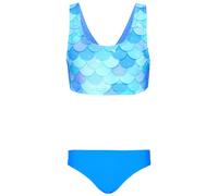 Bustier-Bikini AQUARTI "Bikini Mädchen Sport Bikini Racerback Bustier & Bikinislip", Mädchen, Gr. 122, N-Gr, blau (meerjungfrau blau, türkis), Obermaterial: 80% Polyamid PA. 20% Elasthan EL., Bikini-S