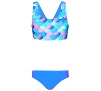 Bustier-Bikini AQUARTI "Bikini Mädchen Sport Bikini Racerback Bustier & Bikinislip", Mädchen, Gr. 122, N-Gr, lila (meerjungfrau violett, blau, rosa), Obermaterial: 80% Polyamid PA. 20% Elasthan EL., B