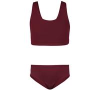 Bustier-Bikini AQUARTI "Bikini Mädchen Sport Bikini Racerback Bustier & Bikinislip", Mädchen, Gr. 158, N-Gr, braun (jacquard punkte rot braun), Obermaterial: 80% Polyamid PA. 20% Elasthan EL., Bikini-