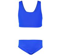 Bustier-Bikini AQUARTI "Bikini Mädchen Sport Bikini Racerback Bustier & Bikinislip", Mädchen, Gr. 164, N-Gr, blau (jacquard punkte kornblumenblau), Obermaterial: 80% Polyamid PA. 20% Elasthan EL., Bik