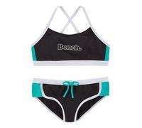 Bustier-Bikini BENCH., Mädchen, Gr. 122/128, N-Gr, schwarz (schwarz, mint), Polyamid, Bikini-Sets, mit Kontrastdetails (434337-122) schwarz, mint