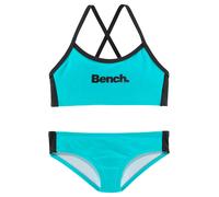 Bustier-Bikini BENCH., Mädchen, Gr. 146/152, N-Gr, blau (türkis, schwarz), Polyamid, gestreift, Bikini-Sets, mit gekreuzten Trägern (812882-146) türkis, schwarz