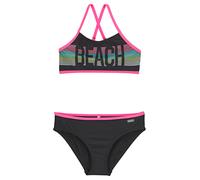 Bustier-Bikini BENCH., Mädchen, Gr. 158/164, N-Gr, schwarz, Polyamid, Bikini-Sets, mit pinken Kontrastpaspeln (44672869-158) schwarz