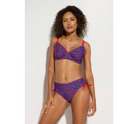 Bustier-Bikini BONPRIX, Damen, Gr. 40, Cup E, blau, lrot leo bedruckt, Obermaterial: 80% Polyamid, 20% Elasthan. Futter: 100% Polyester, Bikini-Sets, mit Bügel, im Leo-Design, sportlicher Stil, aus Po