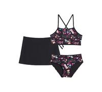 Bustier-Bikini BONPRIX, Mädchen, Gr. 164/170, N-Gr, schwarz bedruckt, Obermaterial: 80% Polyamid, 20% Elasthan. Futter: 100% Polyester, bedruckt, Bikini-Sets, mit dazugehörigem Minirock (39564937-164)