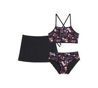 Bustier-Bikini BONPRIX, Mädchen, Gr. 164/170, N-Gr, schwarz bedruckt, Obermaterial: 80% Polyamid, 20% Elasthan. Futter: 100% Polyester, bedruckt, Bikini-Sets Bustier-Bikini, mit dazugehörigem Minirock