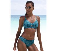 Bustier-Bikini ELBSAND, Damen, Gr. 34, Cup C/D, grün (petrol bedruckt), Recycling-Polyamid, Bikini-Sets, mit Markenschriftzug (78815400-34) petrol bedruckt