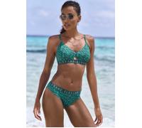 Bustier-Bikini ELBSAND, Damen, Gr. 36, Cup A/B, grün (petrol bedruckt), Recycling-Polyamid, Bikini-Sets, mit Markenschriftzug (34741400-36) petrol bedruckt