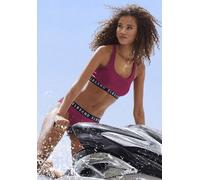 Bustier-Bikini ELBSAND, Damen, Gr. 40, Cup A/B, beere, Recycling-Polyamid, unifarben mit Farbeinsatz, Bikini-Sets, mit Markenschriftzügen in Kontrastfarbe (26722035-40) beere