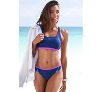 Bustier-Bikini LASCANA ACTIVE, Damen, Gr. 34, N-Gr, blau (marine), Recycling-Polyamid, bedruckt, Bikini-Sets, mit kontrastfarbenen Details (47038854-34) marine