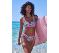 Bustier-Bikini-Top BUFFALO "Gio", Damen, Gr. 34, Cup A/B, schwarz-weiß (schwarz, weiß), Obermaterial: 83% Polyamid, 17% Elasthan. Futter: 100% Polyester, gemustert, bedruckt, Bikini-Oberteile, Mit gek