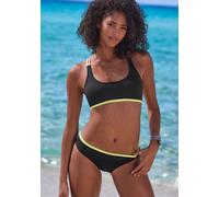 Bustier-Bikini-Top BUFFALO "Pop", Damen, Gr. 40, Cup C/D, schwarz, Obermaterial: 83% Polyamid, 17% Elasthan. Futter: 100% Polyester, unifarben, kontrastfarbene Details, Bikini-Oberteile, Mit gekreuzte