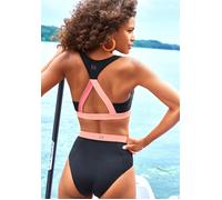 Bustier-Bikini-Top LASCANA ACTIVE "Janni", Damen, Gr. 34, Cup A/B, schwarz, Recycling-Polyamid, kontrastfarbene Details, unifarben, Bikini-Oberteile, mit kontrastfarbenen Details (33068550-34) schwarz