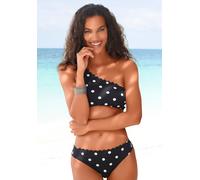 Bustier-Bikini-Top LASCANA "Jada" Gr. 34, Cup A/B, schwarz-weiß (schwarz, weiß) Damen Bikini-Oberteile Ocean Blue in One-Shoulder-Form (14885902-34)