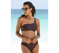 Bustier-Bikini-Top S.OLIVER "Rome", Damen, Gr. 34, Cup C/D, braun, Microfaser, Polyamid, unifarben, Bikini-Oberteile, mit One-Shoulder-Form (97248163-34) braun