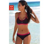 Bustier-Bikini VENICE BEACH, Damen, Gr. 32, Cup A/B, schwarz (schwarz, pink), Polyamid, unifarben, Bikini-Sets, mit abgetönten Details (680190-32) schwarz, pink