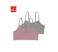 Bustier BUFFALO, Mädchen, Gr. 134/140, N-Gr, lila (mauve, grau, meliert), Jersey, Obermaterial: 92% Baumwolle, 8% Elasthan (LYCRA), unifarben, Basic, körpernah, BHs Bustier, mit verstellbaren Trägern,