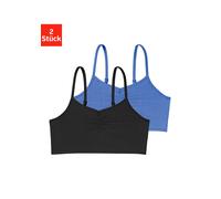 Bustier BUFFALO, Mädchen, Gr. 134/140, N-Gr, schwarz (blau, schwarz), Jersey, Obermaterial: 92% Baumwolle, 8% Elasthan (LYCRA), unifarben, Basic, körpernah, BHs Bustier, mit verstellbaren Trägern, uni
