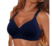 Bustier Damen Große Brüste Damen-Unterwäsche-BH ohne Stahlring -Up-BH Damen BH Baumwolle BH Ohne Bügel Große Größen (Blue, 115D)