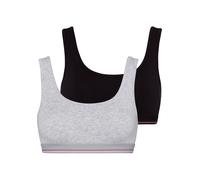 Bustier H.I.S, Damen, Gr. 44/46, N-Gr, schwarz (schwarz, grau, meliert), Jersey, Obermaterial: 95% Baumwolle, 5% Elasthan, unifarben, Basic, BHs Bustier BH-Set, aus elastischer Baumwoll-Qualität (3734