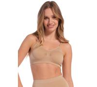 Bustier MAGIC BODYFASHION "Comfort Bra", Damen, Gr. S, N-Gr, braun (cappuccino), Obermaterial: 89% Polyamid, 11% Elasthan, unifarben, figurbetont, BHs Bustier, bequemer nahtloser und bügelloser Träger