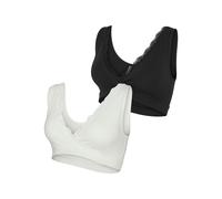 Bustier MAMALICIOUS "MLHELENA CROSSY LACE BRA 2F 2-P NOOS", Damen, Gr. S (36), N-Gr, weiß (snow weiß pack:schwarz), Jersey, Obermaterial: 95% Baumwolle, 5% Elasthan, unifarben, BHs Bustier, aus Baumwo