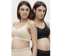 mamalicious Still-BH MLILJA 2er-Pack beige/schwarz - Damen - Gr. L/XL