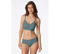 Bustier SCHIESSER "Invisible Soft", Damen, Gr. 44, N-Gr, mineral, Single Jersey, Obermaterial: 75% Polyamid, 25% Elasthan, casual, körpernah, BHs, Mikrofaser, herausnehmbare Pads, V-Ausschnitt, Laserc