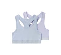 Bustier NAME IT "NKFSHORT TOP 2P NOOS", Damen, Gr. 122/128, N-Gr, 2 tlg., lila (lila heather pack:w, subdude blau), Jersey, Obermaterial: 95% Baumwolle, 5% Elasthan, meliert, eng, BHs Bustier (9178922