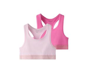 Bustier NAME IT "NKFSHORT TOP 2P NOOS", Damen, Gr. 146/152, N-Gr, N-Gr, rosa (strawberry moon), Jersey, Obermaterial: 95% Baumwolle, 5% Elasthan, unifarben, eng, BHs Bustier (18923462-146) strawberry