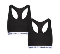 Bustier REEBOK "FRANKIE", Damen, Gr. M (38), N-Gr, schwarz-weiß (schwarz, weiß elastic), Obermaterial: 95% Baumwolle, 5% Elasthan, bedruckt, unifarben, BHs Bustier, breite Träger, ohne Verschluss, ohn