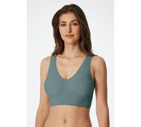 Bustier SCHIESSER "Invisible Soft", Damen, Gr. 38, N-Gr, mineral, Single Jersey, Obermaterial: 75% Polyamid, 25% Elasthan, casual, bequem, BHs, Microfaser, Lasercut-Abschlüsse, V-Ausschnitt (11075634-