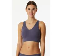 Bustier SCHIESSER "Invisible Soft Lace", Damen, Gr. 38, N-Gr, 824, indigo, Single Jersey, Obermaterial: 75% Polyamid, 25% Elasthan, BHs Bustier, herausnehmbare Pads, Spitzeneinsatz, V-Ausschnitt (1735