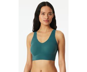 Bustier SCHIESSER "Invisible Soft Lace", Damen, Gr. 40, N-Gr, 700, grün, Single Jersey, Obermaterial: 75% Polyamid, 25% Elasthan, BHs Bustier, herausnehmbare Pads, Spitzeneinsatz, V-Ausschnitt (628647