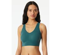 Bustier SCHIESSER "Invisible Soft Lace", Damen, Gr. 46, N-Gr, grün (700, grün), Single Jersey, Obermaterial: 75% Polyamid, 25% Elasthan, BHs Bustier, herausnehmbare Pads, Spitzeneinsatz, V-Ausschnitt